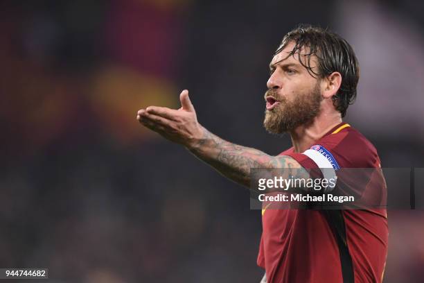 Daniele De Rossi of AS Roma in action during the UEFA Champions League Quarter Final Second Leg match between AS Roma and FC Barcelona at Stadio...