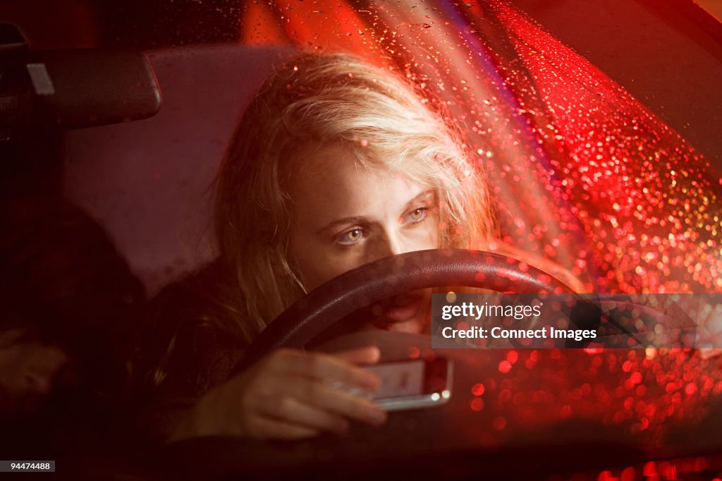 Young woman in car accident