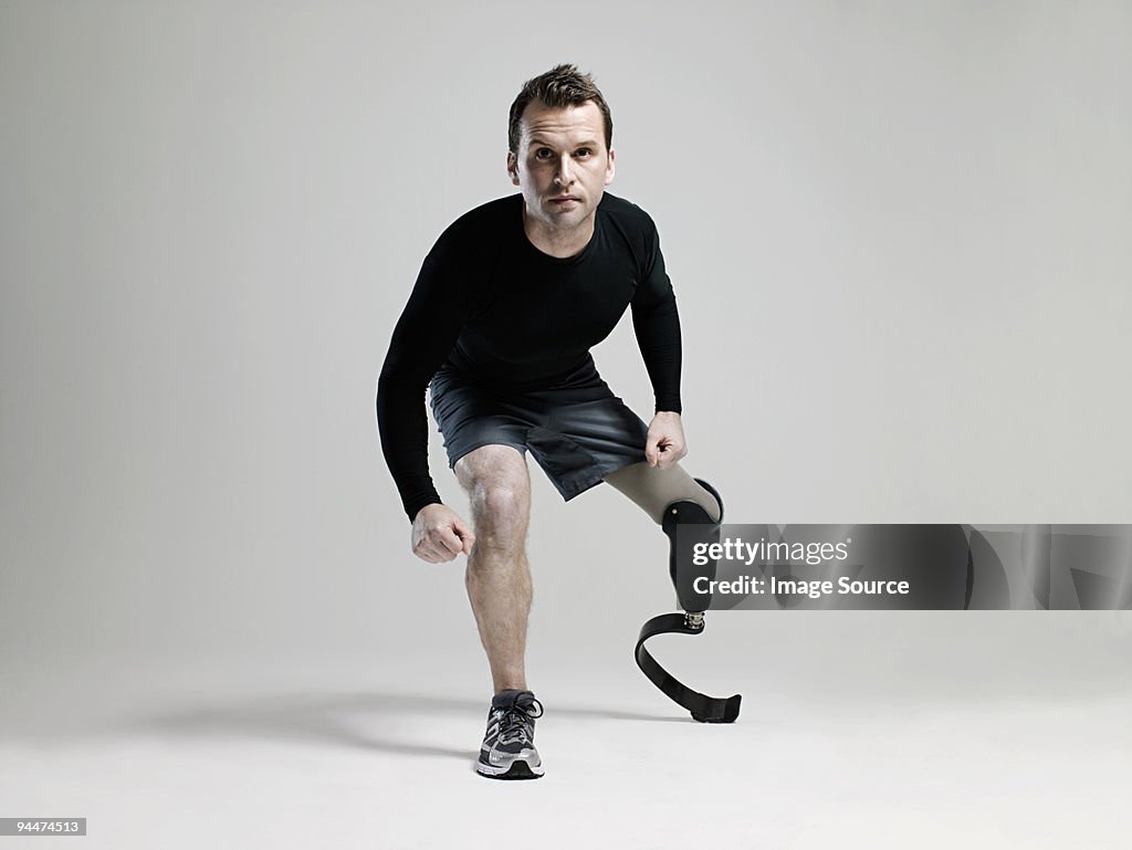 Athlete with prosthetic leg