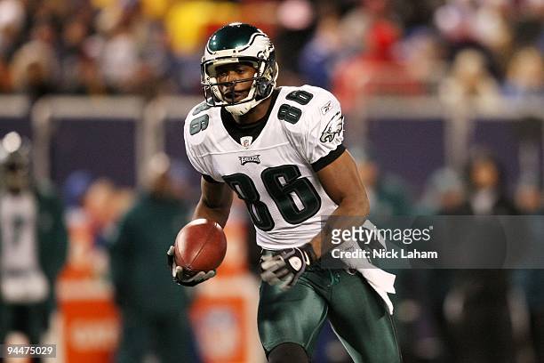 Reggie Brown of the Philadelphia Eagles reacts against the New York Giants at Giants Stadium on December 13, 2009 in East Rutherford, New Jersey.
