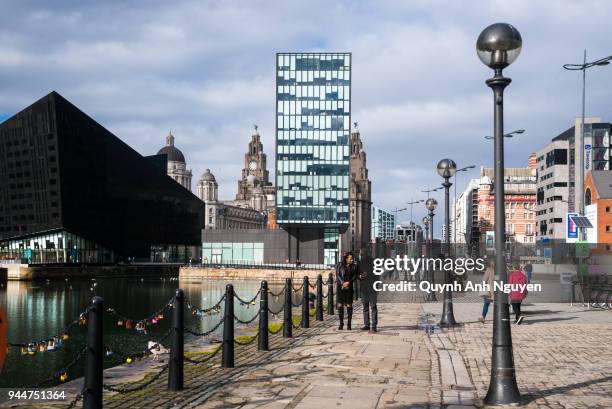 uk, england, liverpool: promenade walk near mann island buildings - albert dock bildbanksfoton och bilder