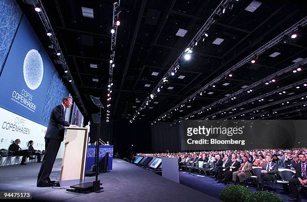 Ban Ki-Moon, secretary-general of the United Nations, speaks during the opening ceremony of the high level segment of the COP15 United Nations...