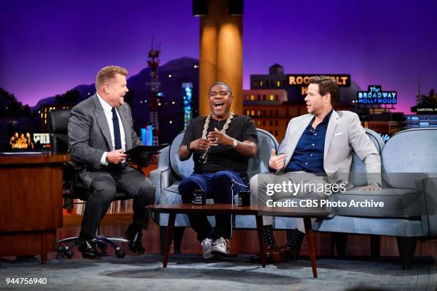 Tracy Morgan and Ike Barinholtz chat with James Corden during "The Late Late Show with James Corden," Monday, April 9, 2018 On The CBS Television...