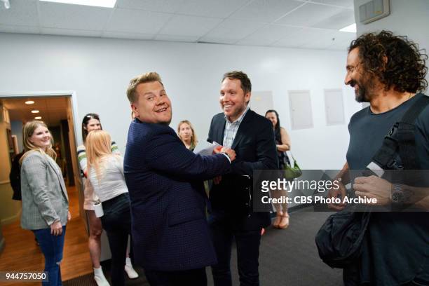 Executive Producer Rob Crabbe with James Corden during "The Late Late Show with James Corden," Tuesday, April 10, 2018 On The CBS Television Network.
