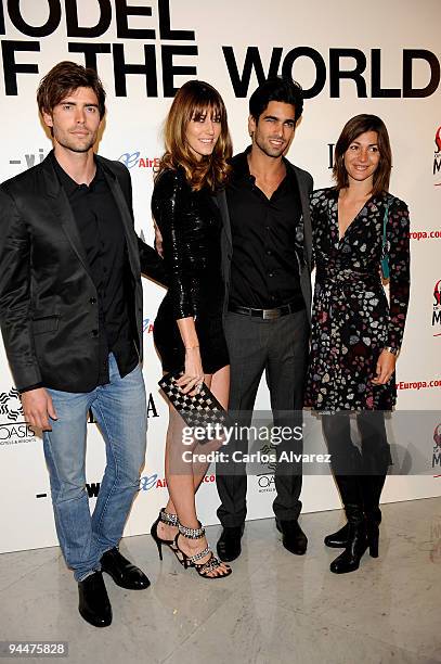 Models Ruben Cortada, Nadejda Savcova, Gerard Salla and Esmeralda attend the "Lancia Supermodel of the World" party at the Italian Consulate on...