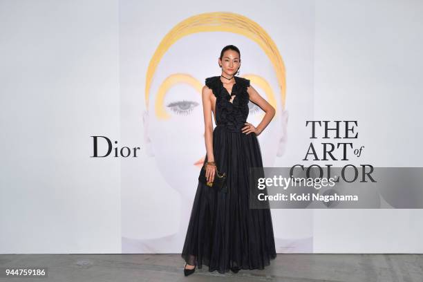 Ai Tominaga attends Dior's The Art of Color Press Preview on April 11, 2018 in Tokyo, Japan.