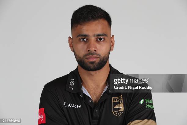 Aadil Ali of Leicestershire poses for a photograph during the Leicestershire County Cricket photocall held at Grace Road on April 11, 2018 in...