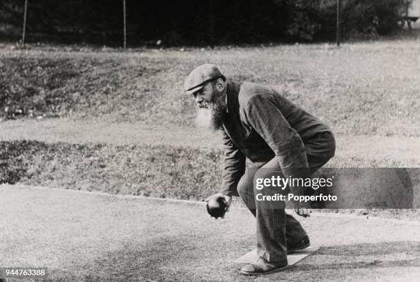 Dr WG Grace enjoying a game of bowls on the lawns of the South London Bowling club in Wandsworth, circa 1905. After his illustrious cricket career...