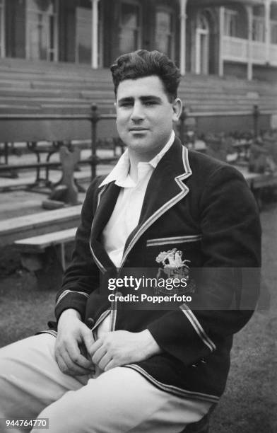 Nottinghamshire and England cricketer Bill Voce wearing his MCC England tour blazer from the 1932-33 Bodyline series in Australia, at Trent Bridge in...