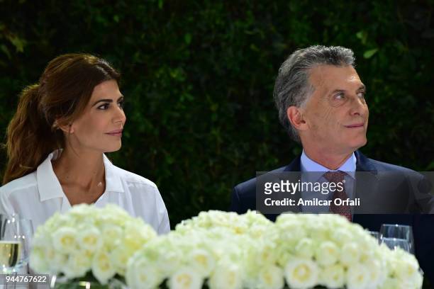 President of Argentina Mauricio Macri and First Lady Juliana Awada look on during the first day of the official visit of the president of Spain to...