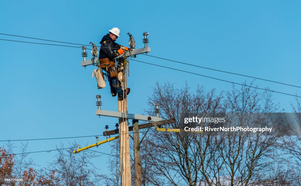 Dienstprogramm Arbeiter auf Pole