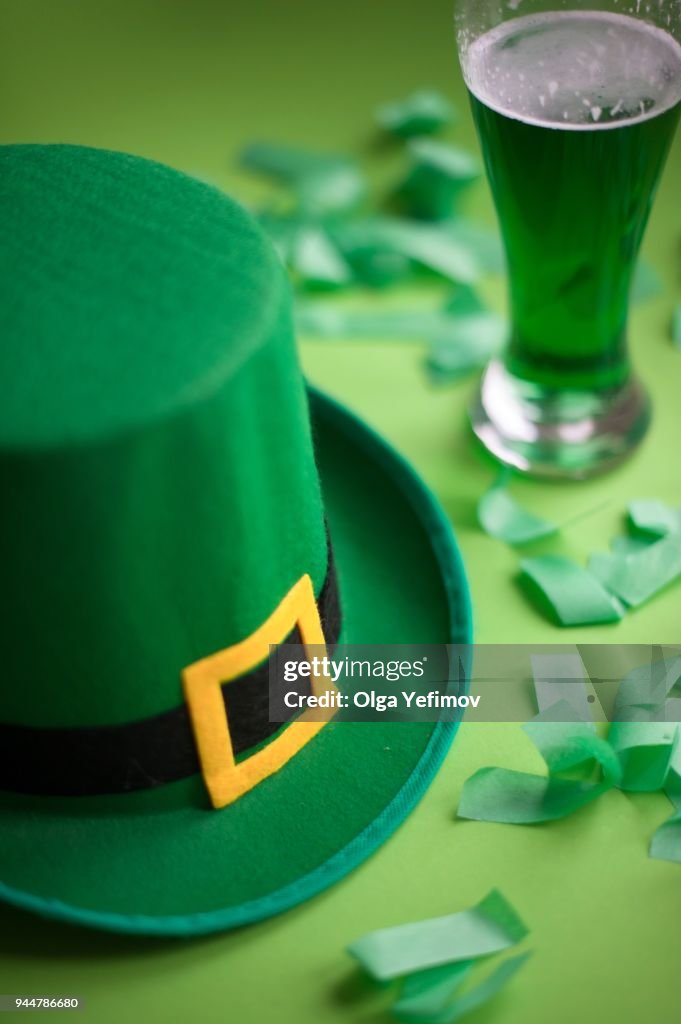 Close-Up Of Hat And Confetti On Table