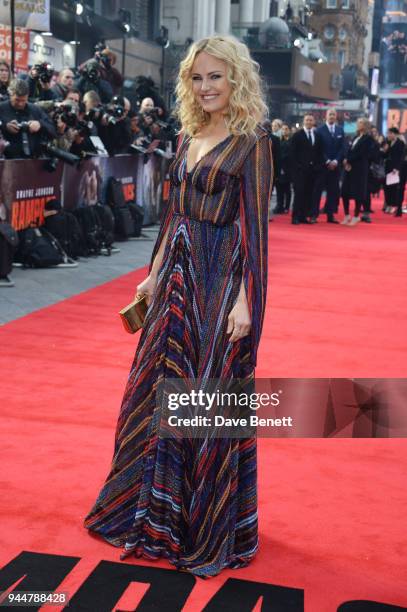 Malin Akerman attends the European Premiere of "Rampage" at Cineworld Leicester Square on April 11, 2018 in London, England.