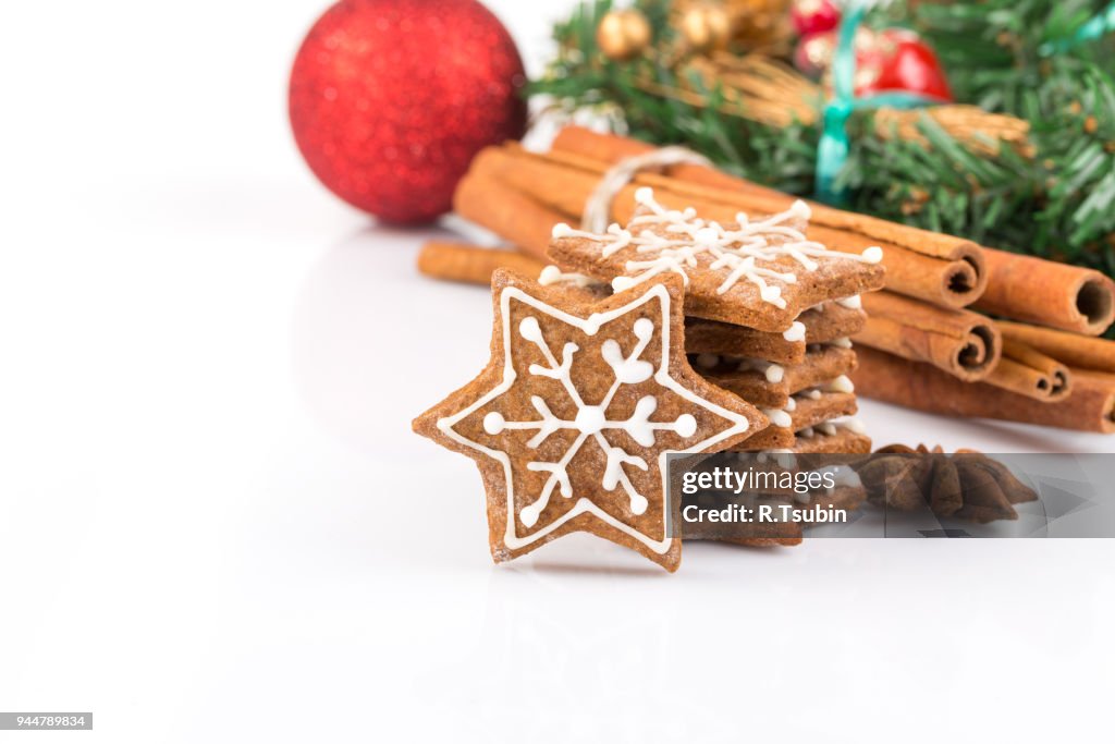 Star shape christmas gingerbread cookies