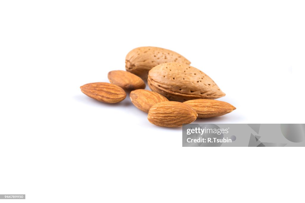 Dried almonds isolated