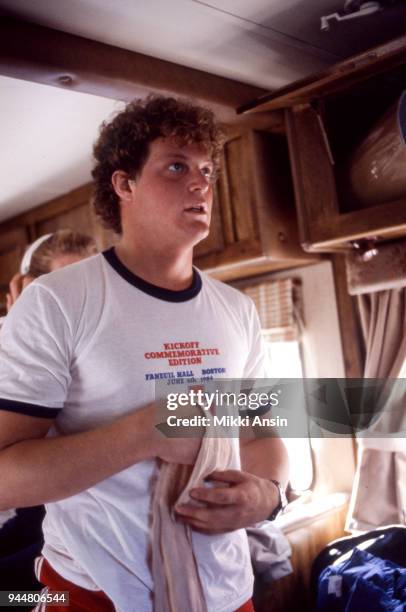 Amputee Ted Kennedy, Jr and amputee Jeff Keith raise money for American Cancer Society in Jeff Keith's Run Across America on June 4, 1984 in Boston,...