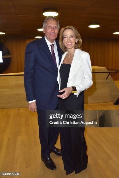 Ulrich Wickert and CEO Gruner + Jahr Julia Jaekel attend the Nannen Award 2018 at Elbphilharmonie on April 11, 2018 in Hamburg, Germany.