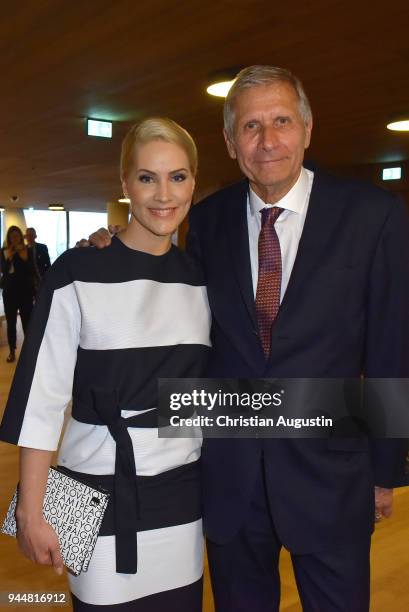 Judith Rakers and Ulrich Wickert attend the Nannen Award 2018 at Elbphilharmonie on April 11, 2018 in Hamburg, Germany.