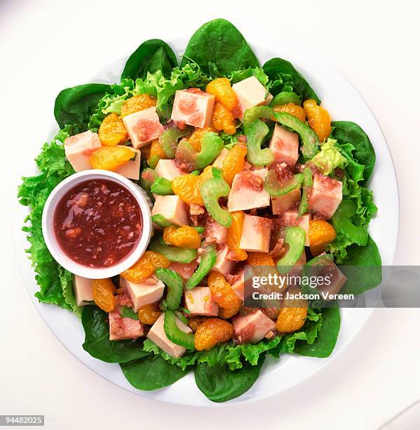 chicken chef salad - chef salad stock pictures, royalty-free photos & images