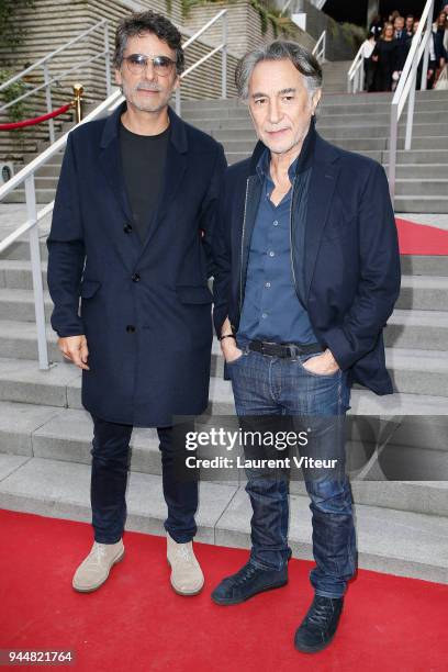 Actor Pascal Elbe and Actor Richard Berry attend FIFI Awards 2018 at Salle Wagram on April 11, 2018 in Paris, France.