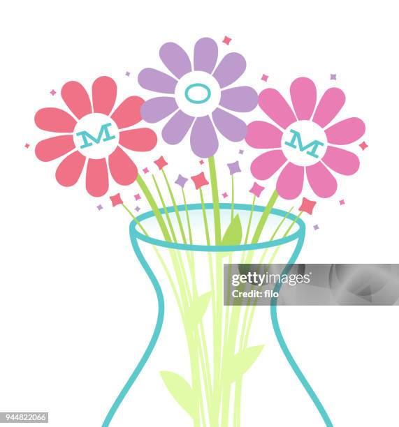 mother's day flowers - mothers day text art stock illustrations