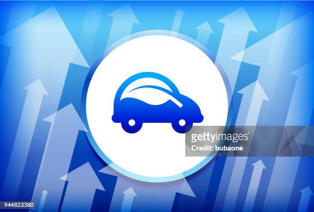 stockillustraties, clipart, cartoons en iconen met auto en blad blauw van pijlen achtergrond - alternatieve brandstofvoertuig