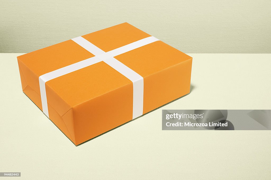 Orange and white gift