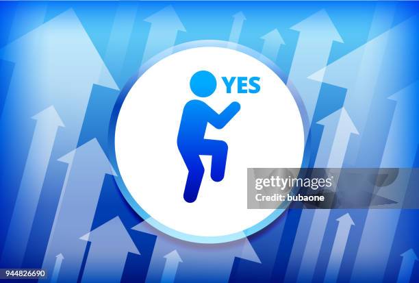 yes stick figure blue up arrows background - blue yes stock illustrations