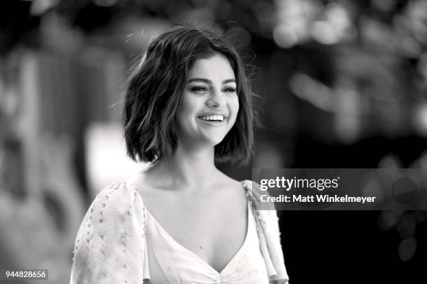 Selena Gomez attends the photo call for Sony Pictures' "Hotel Transylvania 3: Summer Vacation" at Sony Pictures Studios on April 11, 2018 in Culver...