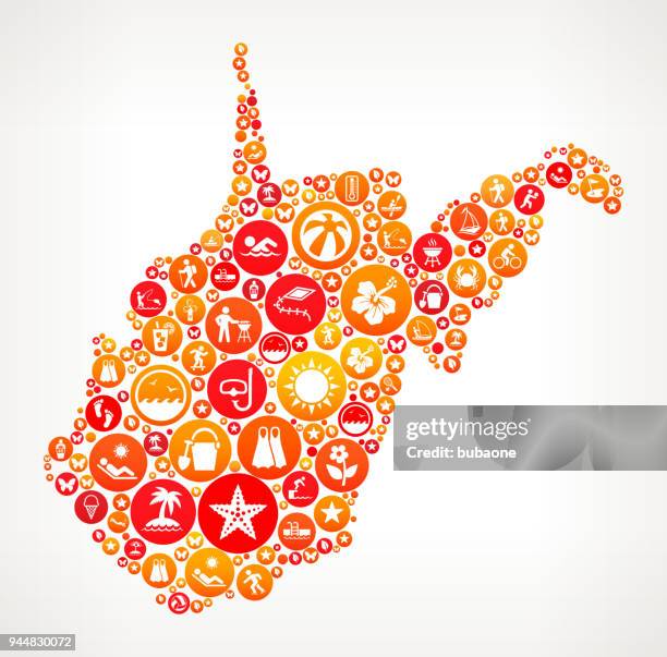 west virginia summer vacation fun vector icon pattern - yellow pool floatie stock illustrations