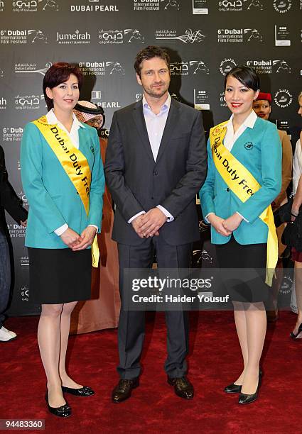 Actor Gerard Butler attends the "Avatar" premiere during day seven of the 6th Annual Dubai International Film Festival held at the Madinat Jumeriah...