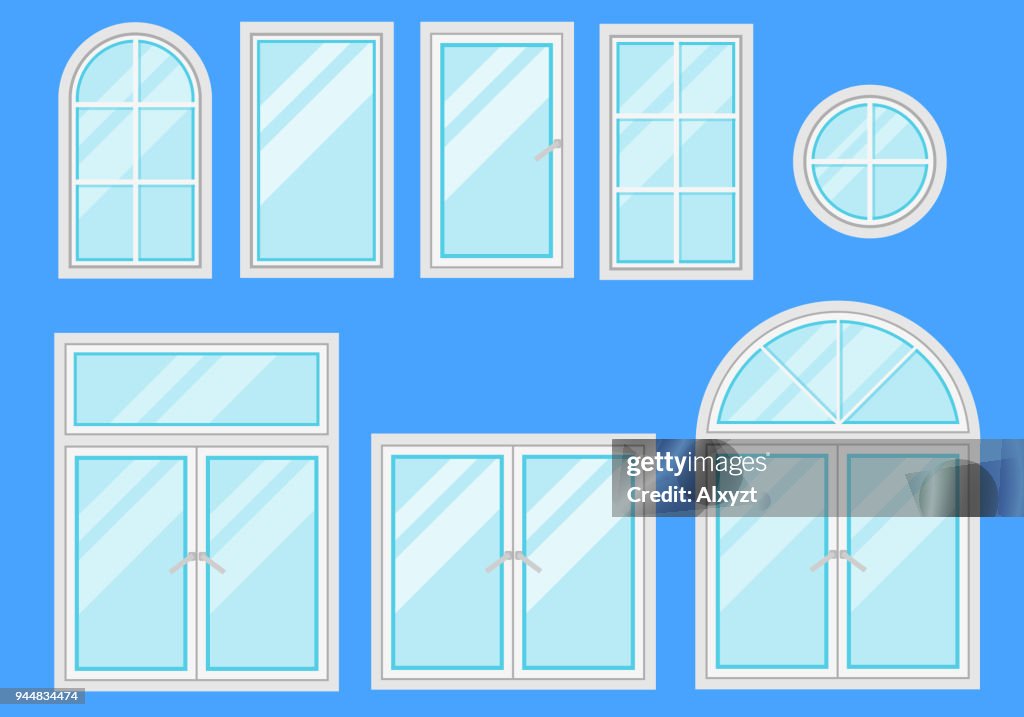 Computer Desktop Window Frame Assets Set Of Windows With Different Design Of Frames Shiny New Windows With ...