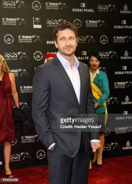 Actor Gerard Butler attends the "Avatar" premiere during day seven of the 6th Annual Dubai International Film Festival held at the Madinat Jumeriah...