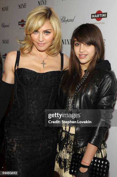 Singer Madonna and daughter Lourdes Leon attend the New York premiere of "NINE" at the Ziegfeld Theatre on December 15, 2009 in New York City.