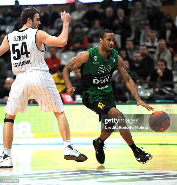 Clay Tucker, #24 of DKV Joventut in action during the Eurocup Basketball Regular Season Game Day 4 between DKV Joventut vs Besiktas Cola Turka at...