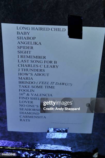 The Setlist for Davendra Banhart's performance at Shepherds Bush Empire on December 15, 2009 in London, England.