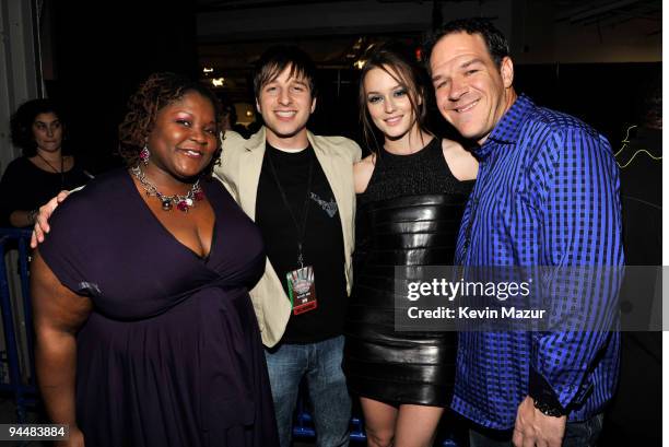 Shelley Wade, Leighton Meester and Z100 DJ Froggy attends Z100's Jingle Ball 2009 presented by H&M at Madison Square Garden on December 11, 2009 in...