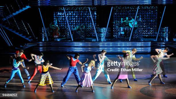 Cast members perform during a news conference for Cirque du Soleil's "Viva ELVIS" production at the Aria Resort & Casino at CityCenter December 15,...