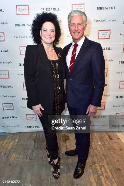 Ippolita Rostagno and David Kratz attend Tribeca Ball to benefit New York Academy of Art at New York Academy of Art on April 9, 2018 in New York...