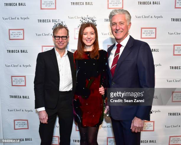 Will Cotton, Rose Dergan and David Kratz attend Tribeca Ball to benefit New York Academy of Art at New York Academy of Art on April 9, 2018 in New...