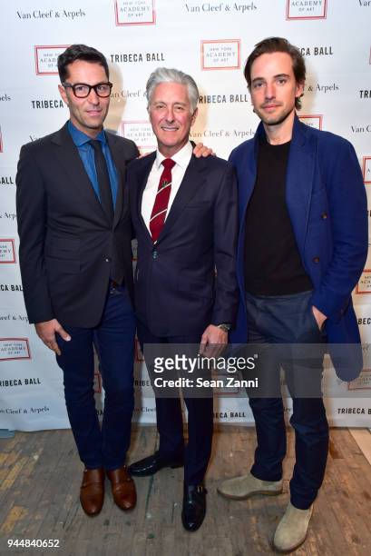 Greg Unis, David Kratz and Alexander Gilkes attend Tribeca Ball to benefit New York Academy of Art at New York Academy of Art on April 9, 2018 in New...