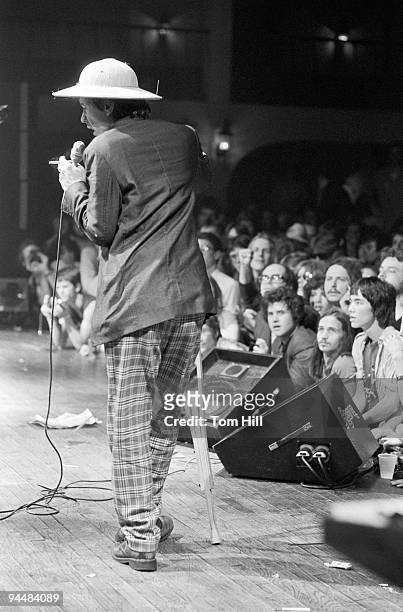 Vocalist John Lydon , of Public Image Limited performs at the Agora Ballroom on April 24, 1980 in Atlanta, Georgia.