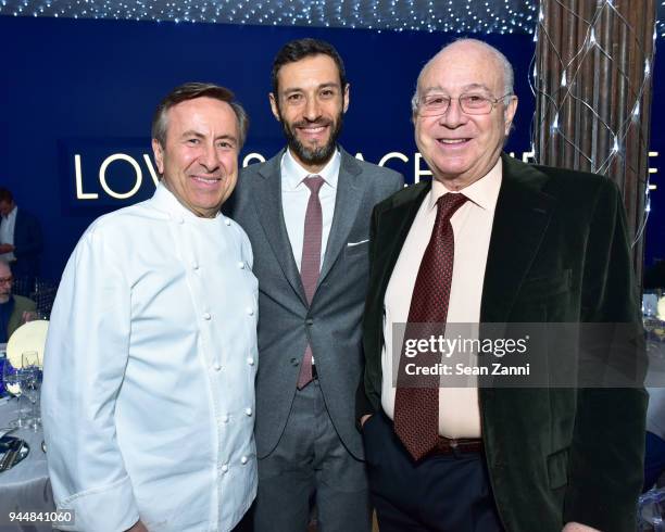 Daniel Boulud, Alain Bernard and Richard Blumenthal attend Tribeca Ball to benefit New York Academy of Art at New York Academy of Art on April 9,...