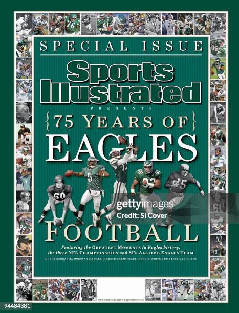 September 14, 2007 Sports Illustrated via Getty Images Presents Cover: Football: View of Philadelphia Eagles players. Chuck Bednarik in 1954; photo...