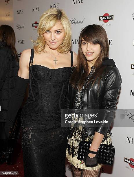 Singer Madonna and daughter Lourdes Leon attend the New York premiere of "NINE" at the Ziegfeld Theatre on December 15, 2009 in New York City.
