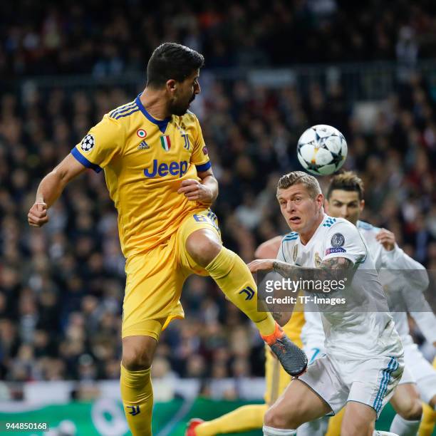 Sami Khedira of Juventus Turin and Toni Kroos of Real Madrid battle for the ball during the UEFA Champions League quarter final second leg match...