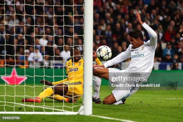 Blaise Matuidi of Juventus scores his side's third goal during the UEFA Champions League Quarter Final, second leg match between Real Madrid and...