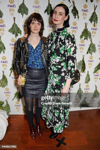 Sam Rollinson and Erin O'Connor attend the Pimm's No.6 Vodka Cup official launch party at 12 Golden Square on April 11, 2018 in London, England....