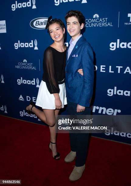 Actors Peyton Elizabeth Lee and Joshua Rush attend The Rising Stars Luncheon kicks off the GLAAD Media Awards , on April 11 in Beverly Hills,...