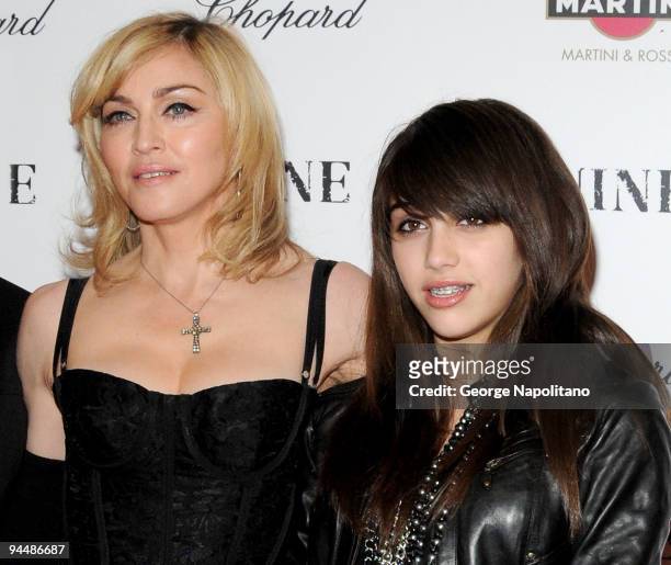 Madonna and daughter Lourdes Leon attend the premiere of "Nine" at the Ziegfeld Theatre on December 15, 2009 in New York City.